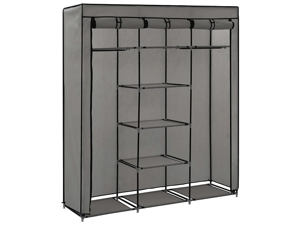 Armoire avec compartiments et barres Gris 150x45x175 cm Tissu