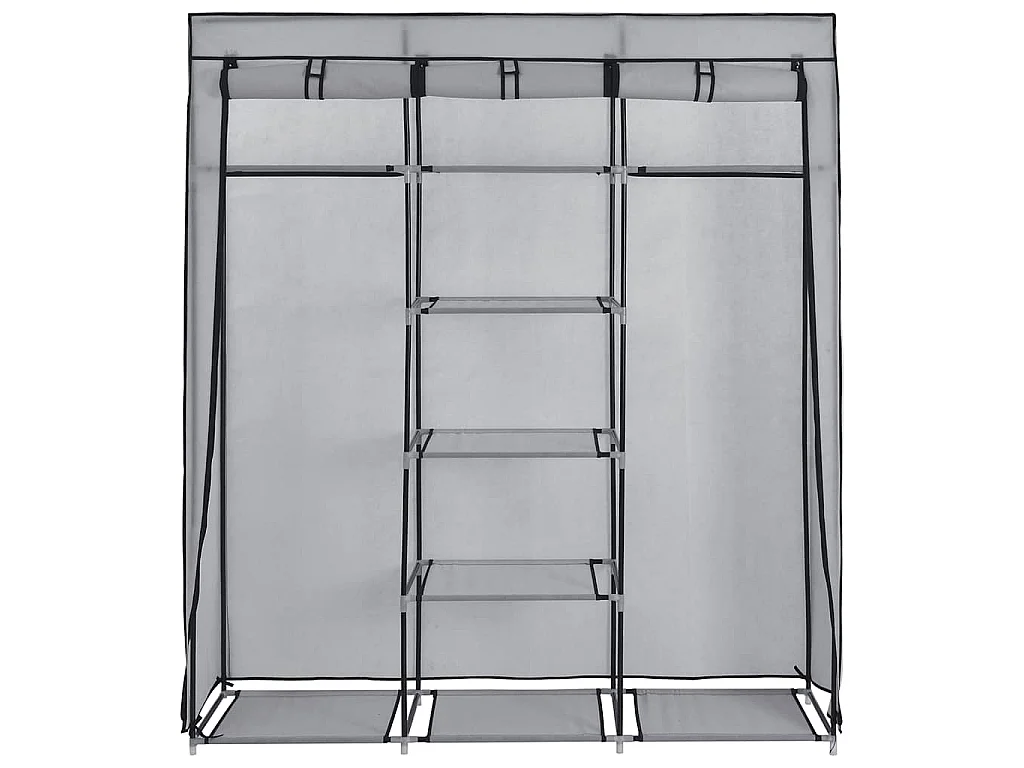 Armoire avec compartiments et barres Gris 150x45x175 cm Tissu