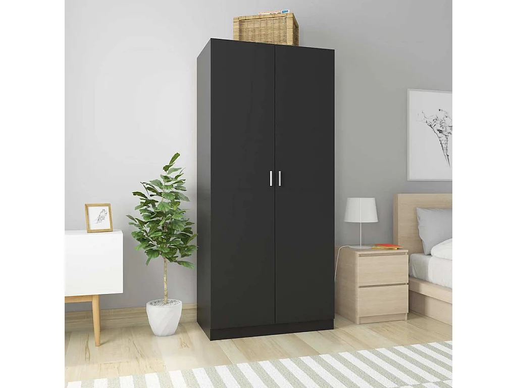 Garde-robe Noir 90x52x200 cm Bois d’ingénierie