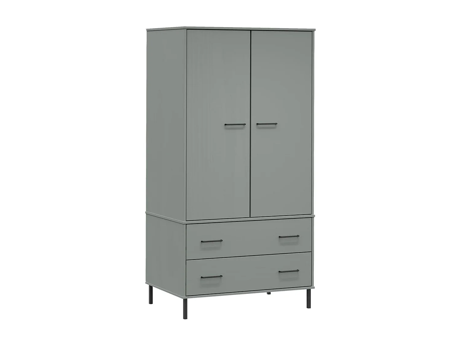 Garde-robe avec pieds en métal Gris 90x55x172,5 cm Bois OSLO