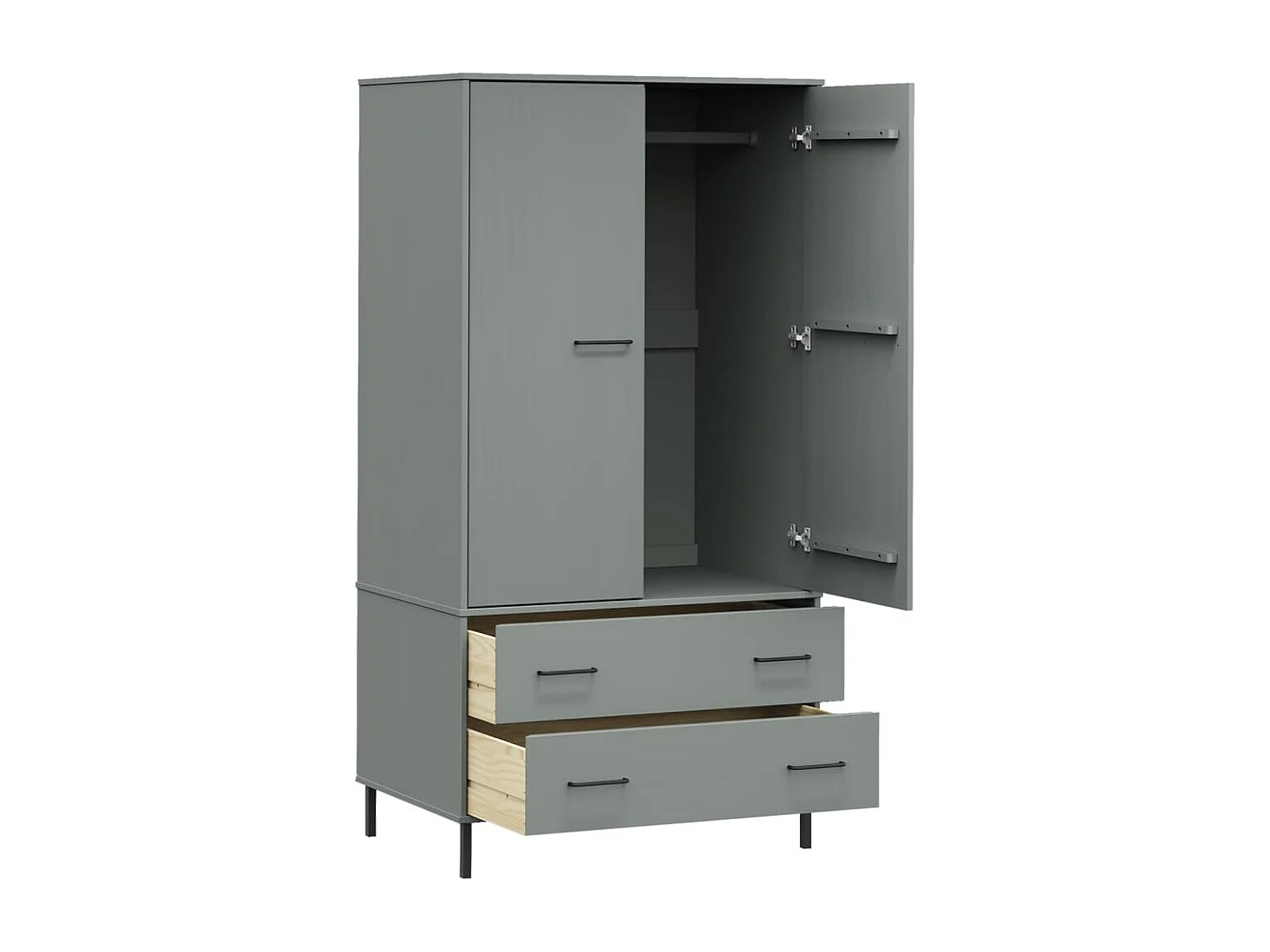 Garde-robe avec pieds en métal Gris 90x55x172,5 cm Bois OSLO