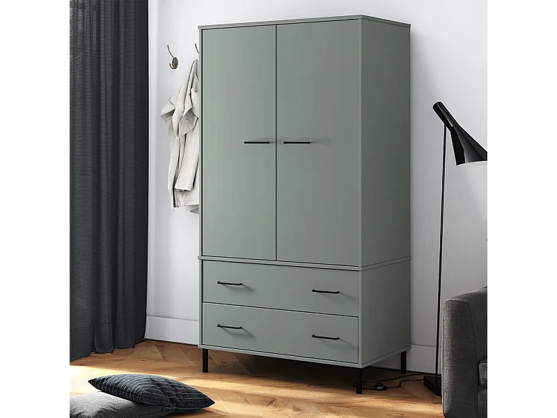 Roupeiro c/ pernas metal 90x55x172,5 cm madeira OSLO cinzento