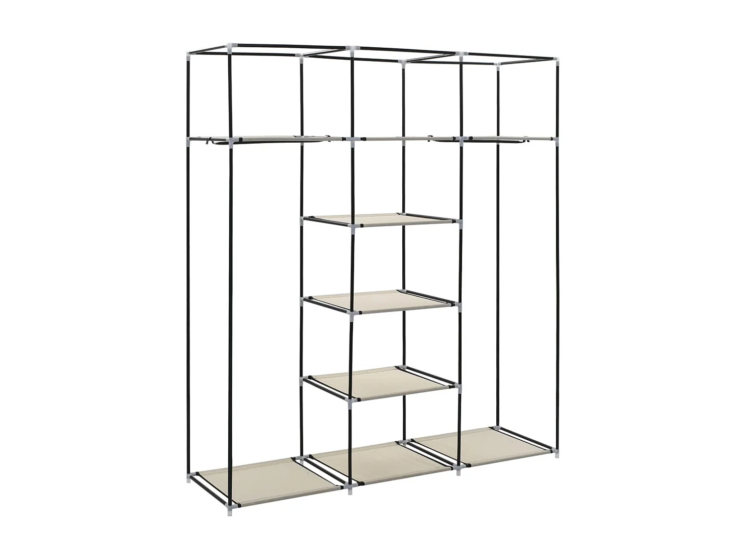 Armoire avec compartiments et barres Crème 150x45x175 cm Tissu