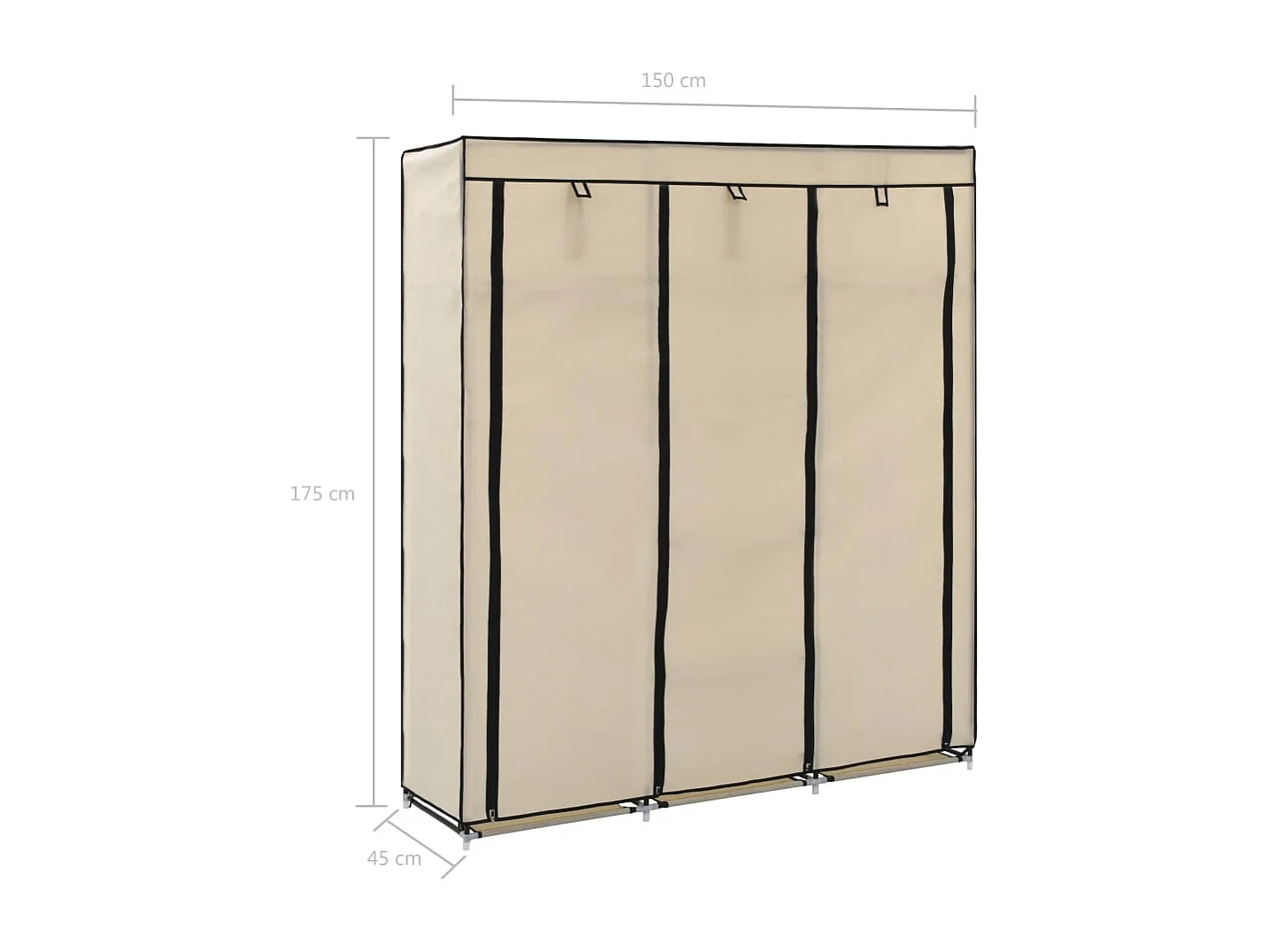 Armoire avec compartiments et barres Crème 150x45x175 cm Tissu
