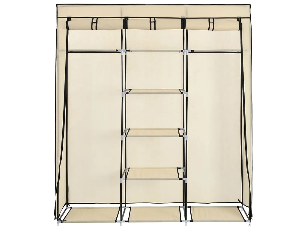 Armoire avec compartiments et barres Crème 150x45x175 cm Tissu