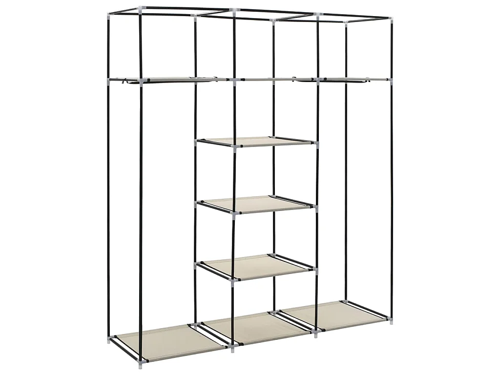 Armoire avec compartiments et barres Crème 150x45x175 cm Tissu