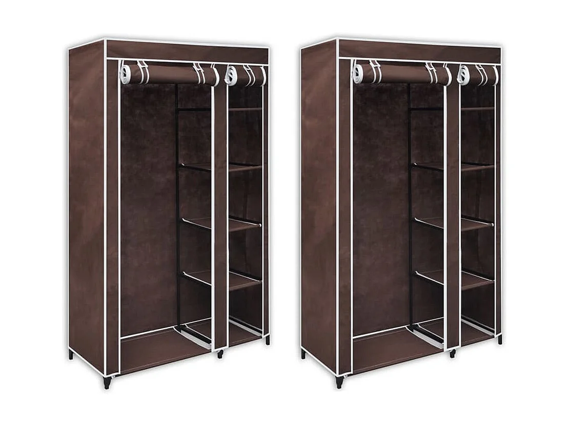 Garde-robe en tissu 2 pcs Marron