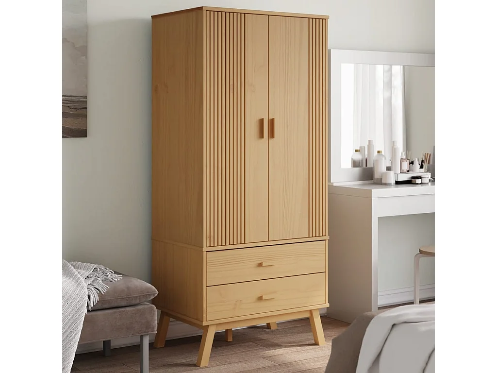 Kledingkast OLDEN 76,5x53x172 cm massief grenenhout bruin