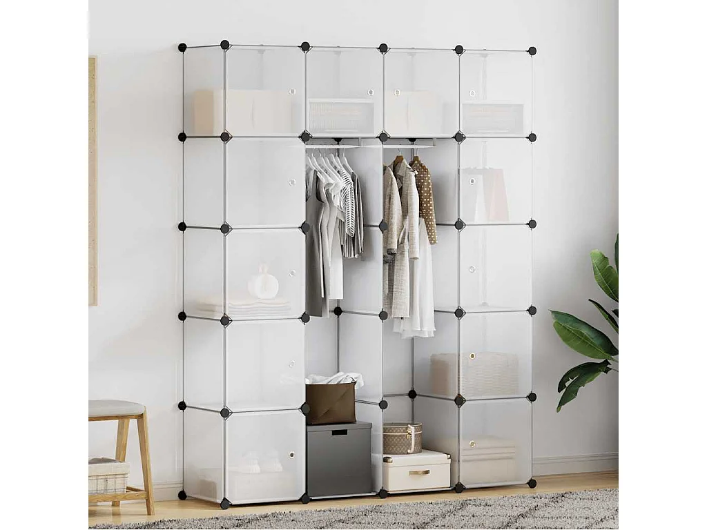 Modulaire kast met 14 compartimenten wit 37 x 146 x 180,5 cm