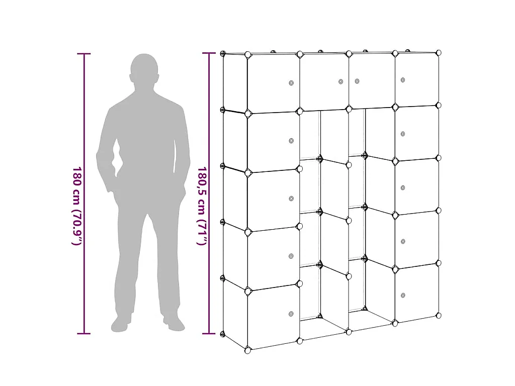 Modulaire kast met 14 compartimenten wit 37 x 146 x 180,5 cm