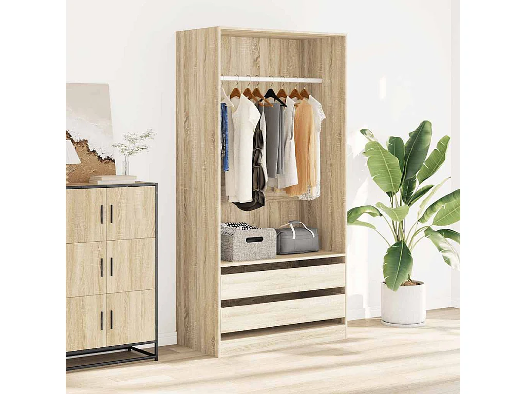 Armario madera contrachapada color roble Sonoma 100x50x200 cm