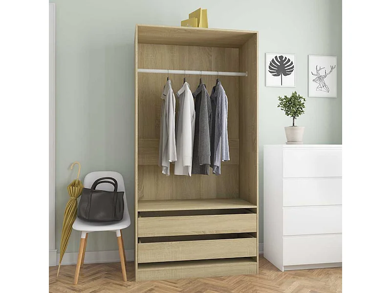 Kleiderschrank Sonoma-Eiche 100x50x200 cm Holzwerkstoff