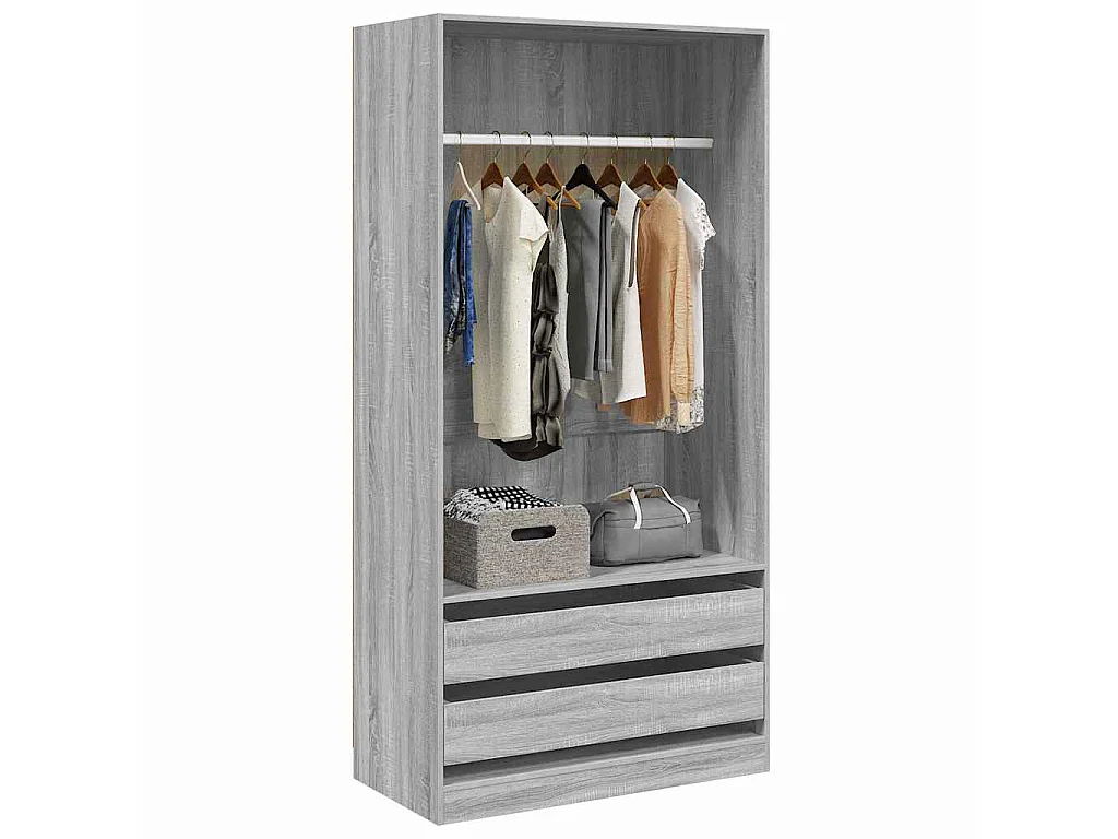 Kleiderschrank Grau Sonoma 100x50x200 cm Holzwerkstoff