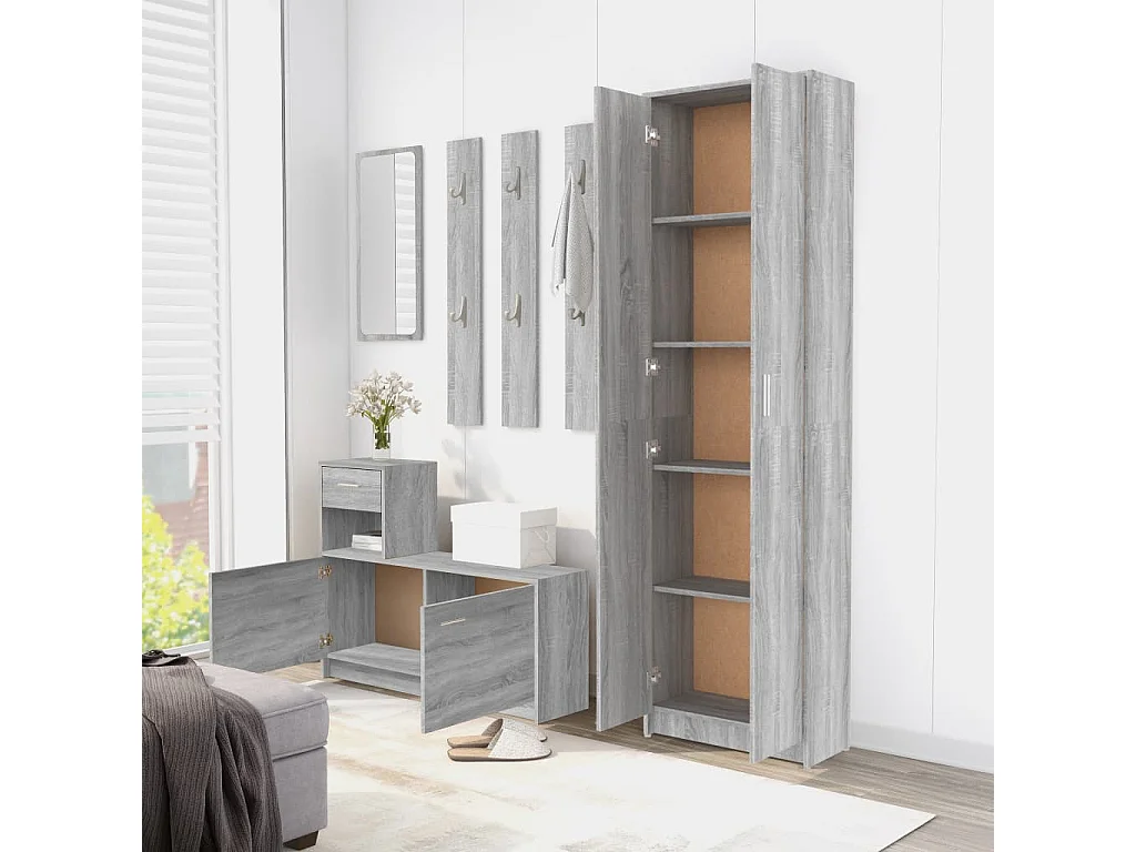 Roupeiro de corredor 55x25x189cm derivados madeira cinza sonoma