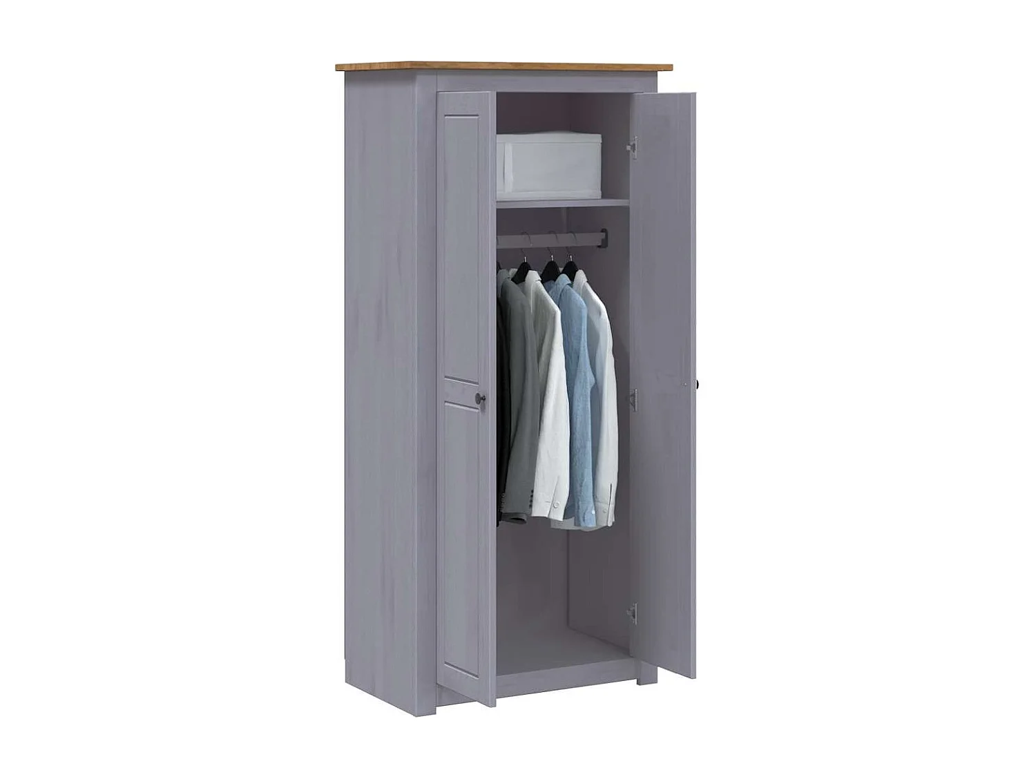 Armario madera maciza pino gris Panamá Range 80x50x171,5 cm