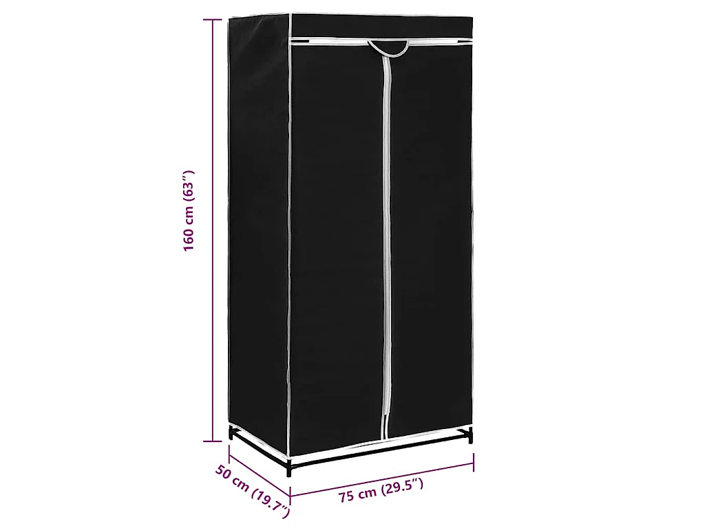 Roupeiros 2 pcs 75x50x160 cm preto