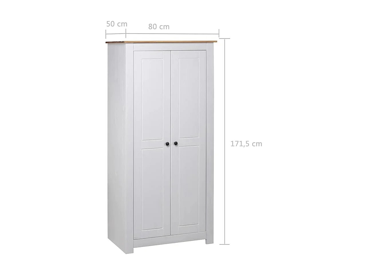 Kleiderschrank Weiß 80×50×171,5 cm Kiefer Massiv Panama Serie