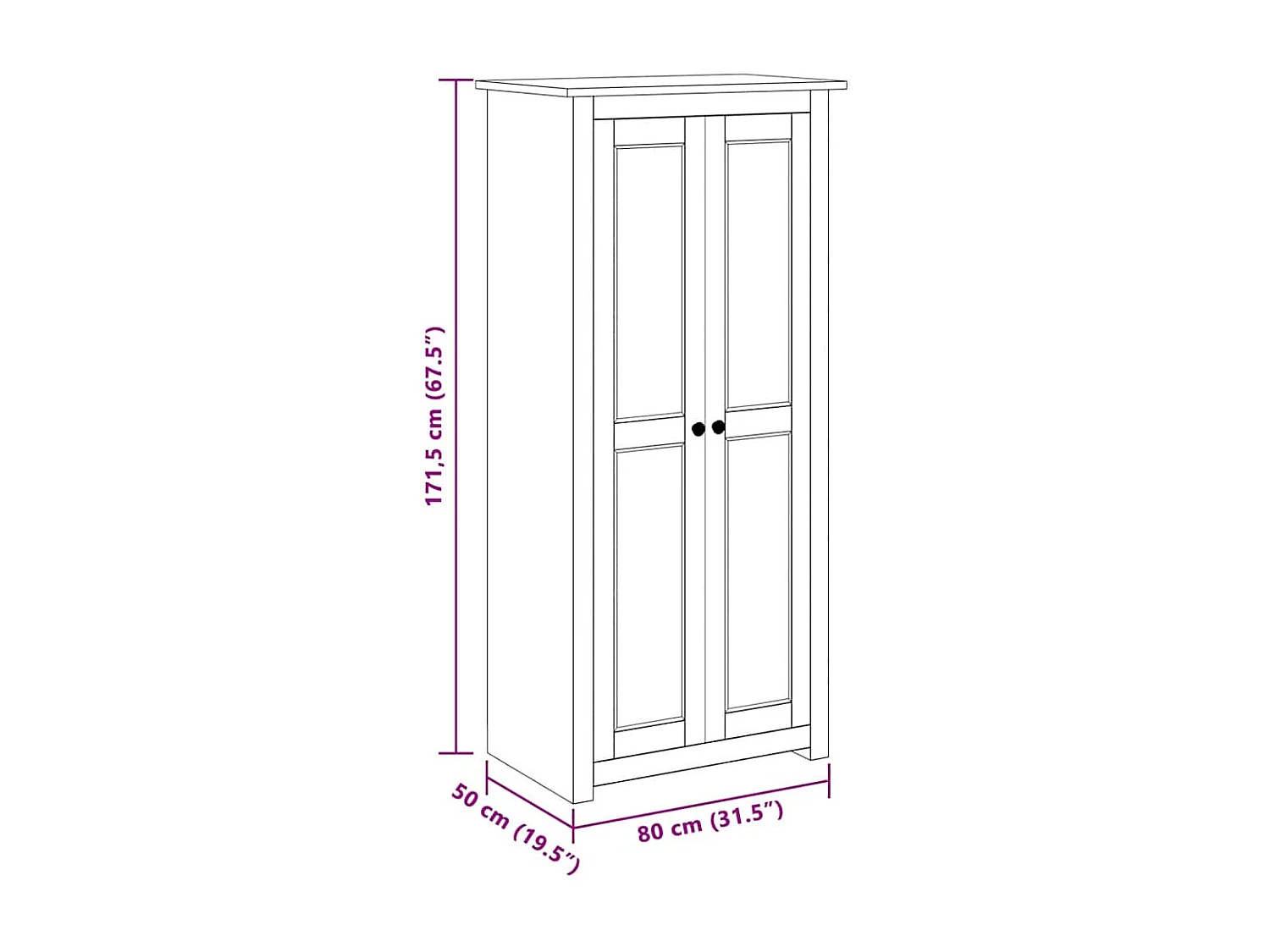 Garde-robe Blanc 80x50x171,5 cm Pin massif Assortiment Panama