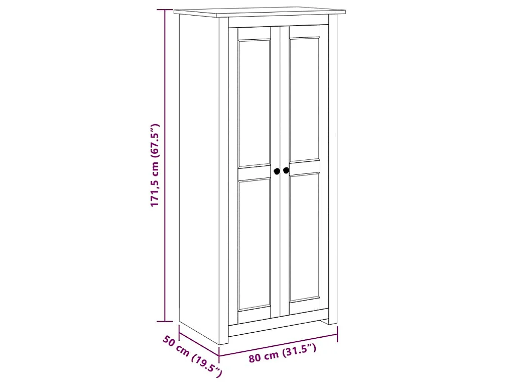 Roupeiro branco 80x50x171,5 cm pinho Panamá maciço