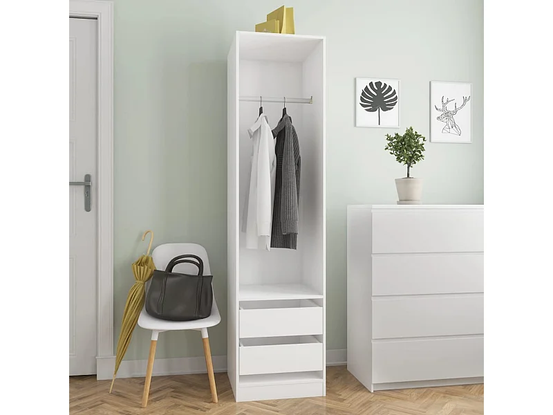 Kleiderschrank mit Schubladen Weiß 50x50x200 cm Holzwerkstoff