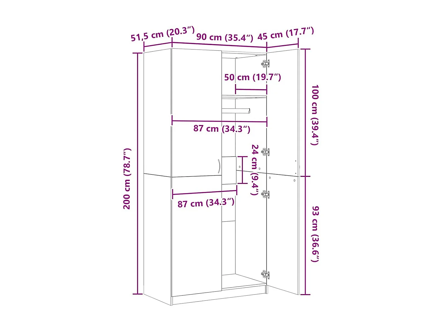 Garde-robe Chêne sonoma 90x52x200 cm Bois d’ingénierie