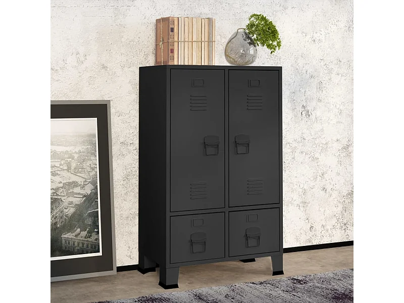 Kleiderschrank Industrie-Stil Anthrazit 67x35x107 cm Stahl