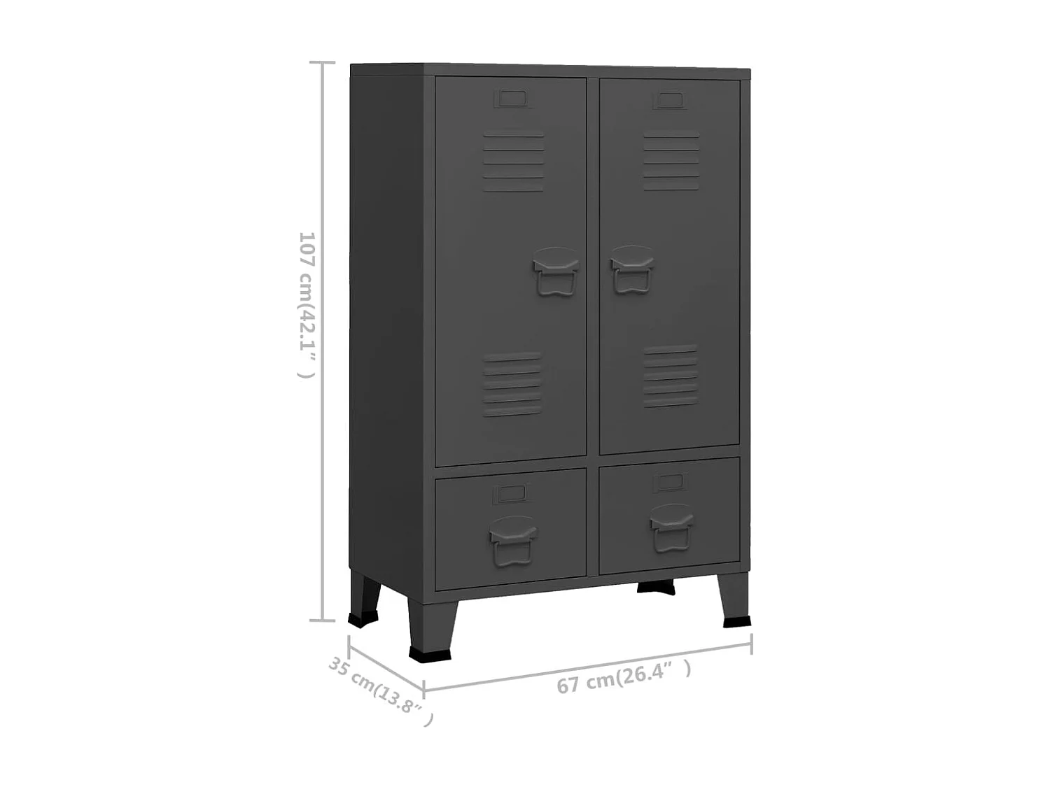 Kleiderschrank Industrie-Stil Anthrazit 67x35x107 cm Stahl