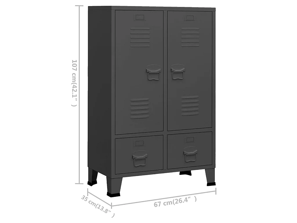 Kleiderschrank Industrie-Stil Anthrazit 67x35x107 cm Stahl