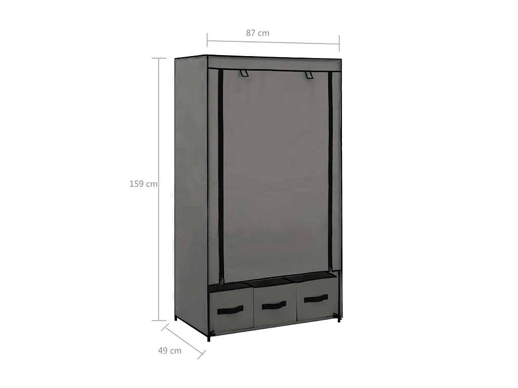 Roupeiro 87x49x159 cm tecido cinzento
