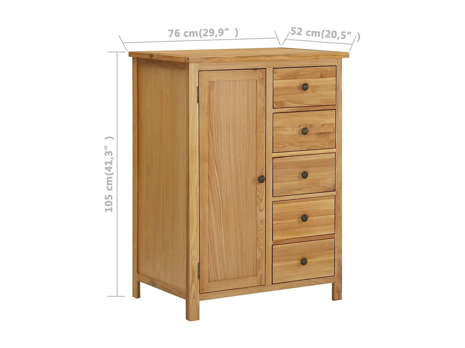 Kledingkast 76x52x105 cm massief eikenhout