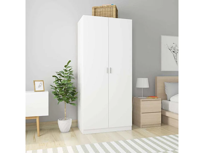 Kleiderschrank Weiß 90x52x200 cm Holzwerkstoff