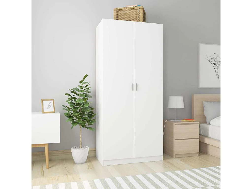 Garde-robe Blanc 90x52x200 cm Bois d’ingénierie