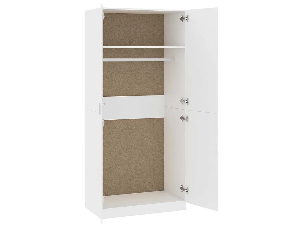 Kleiderschrank Weiß 90x52x200 cm Holzwerkstoff