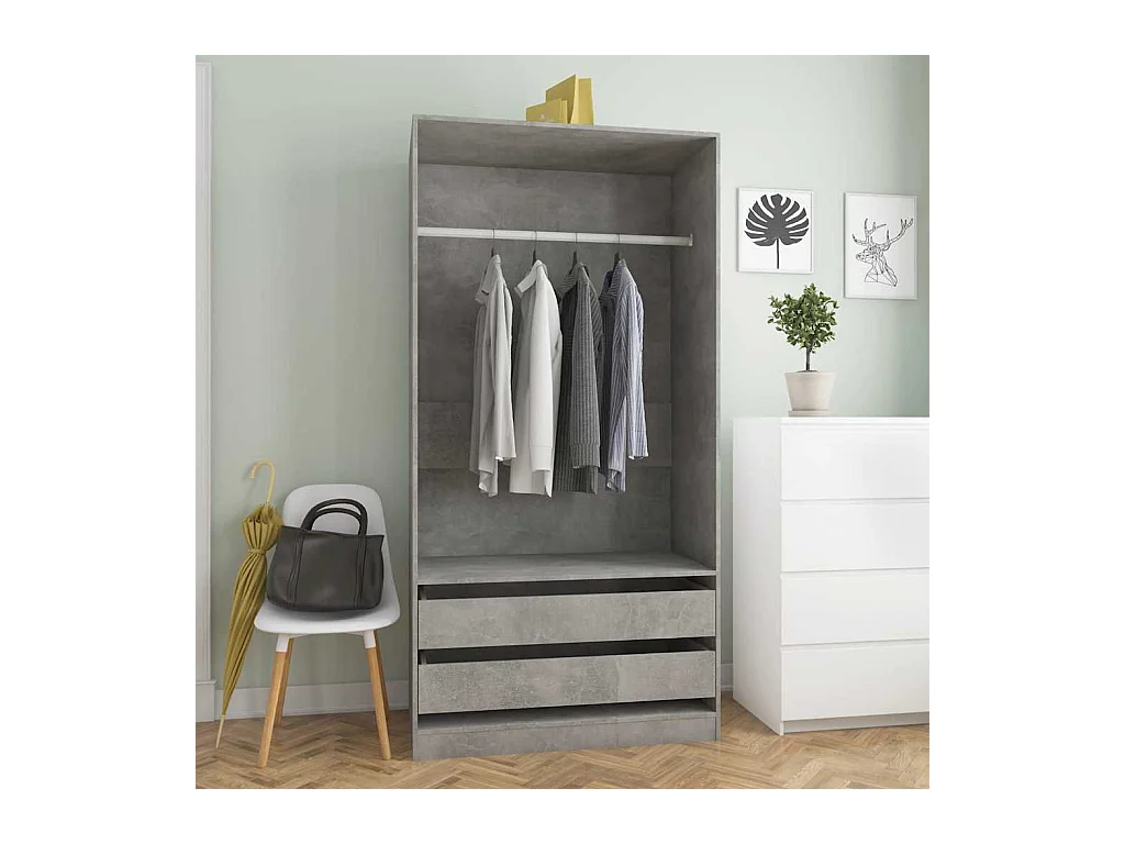 Garde-robe Gris béton 100x50x200 cm Bois d'ingénierie