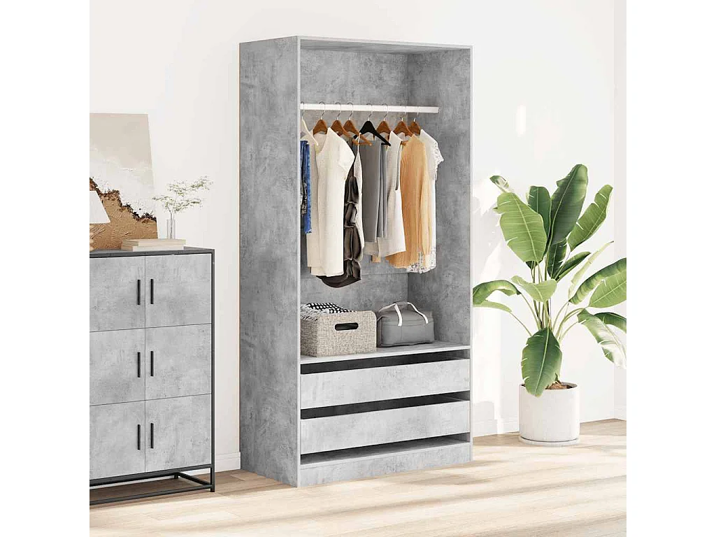 Garde-robe Gris béton 100x50x200 cm Bois d'ingénierie