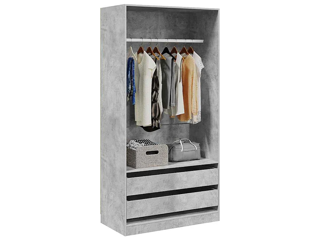 Garde-robe Gris béton 100x50x200 cm Bois d'ingénierie
