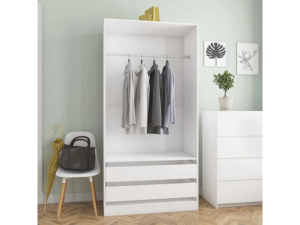Garde-robe Blanc 100x50x200 cm Bois d'ingénierie