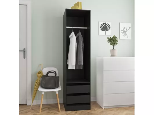 Kauf Unique Kleiderschrank mit Schubladen Schwarz 50x50x200cm Holzwerkstoff