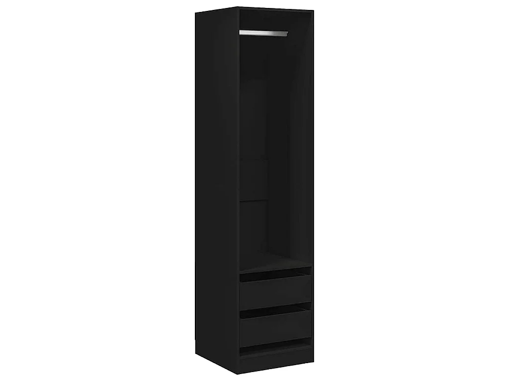 Armadio con Cassetti Nero 50x50x200 cm in Legno Multistrato
