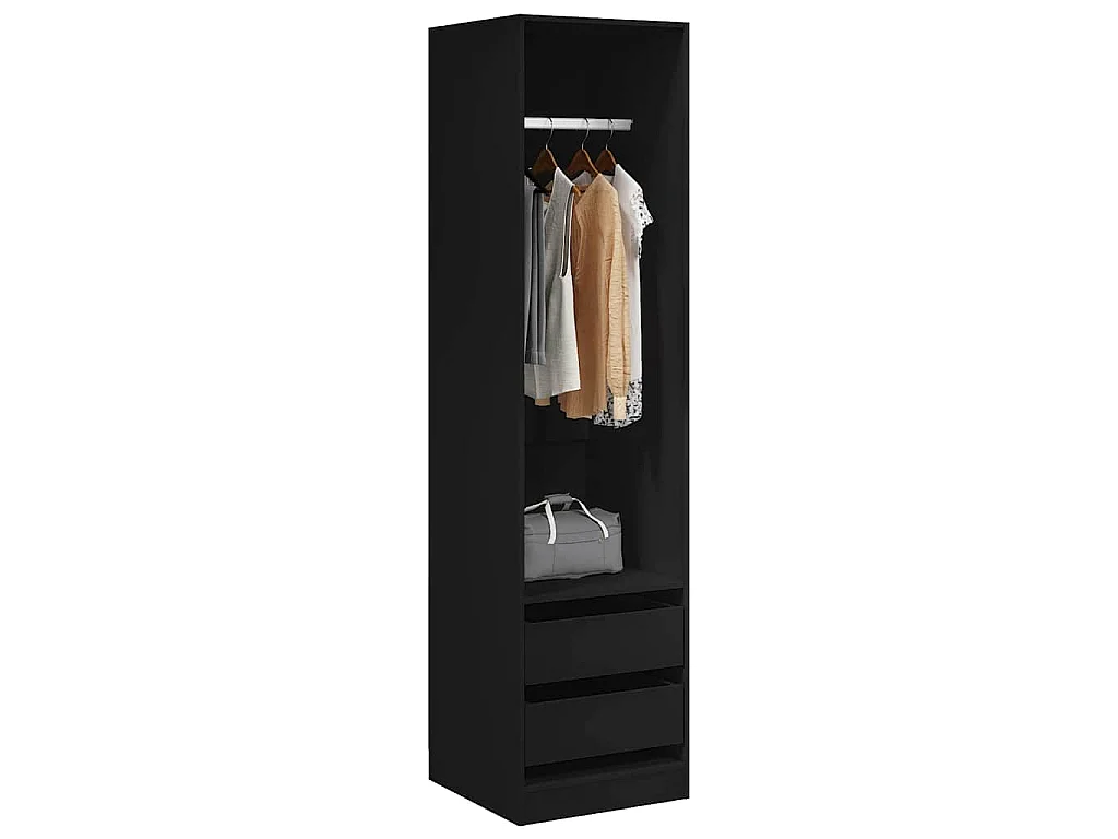 Roupeiro com gavetas 50x50x200 cm derivados de madeira preto