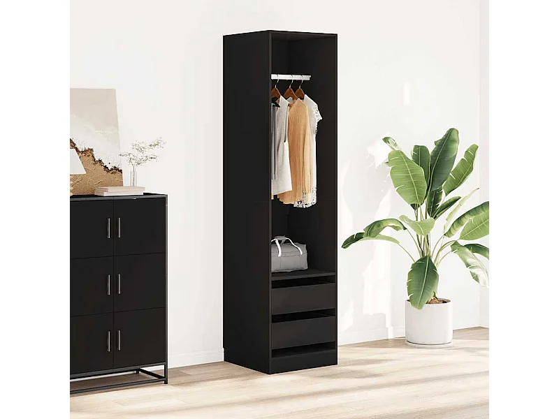 Kleiderschrank mit Schubladen Schwarz 50x50x200cm Holzwerkstoff