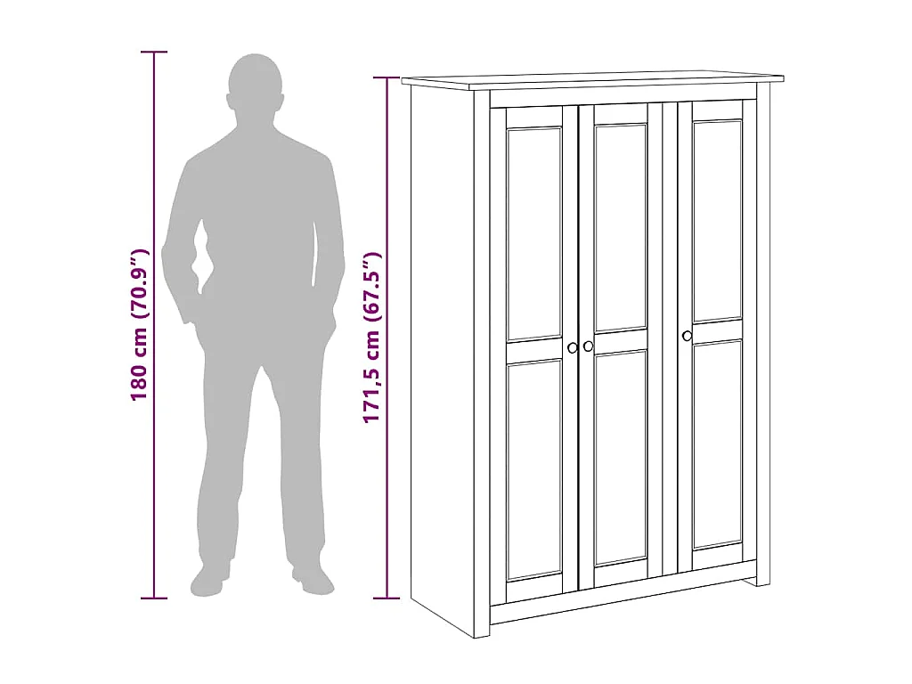 Garde-robe à 3 portes 118x50x171,5 cm Pin Assortiment Panama