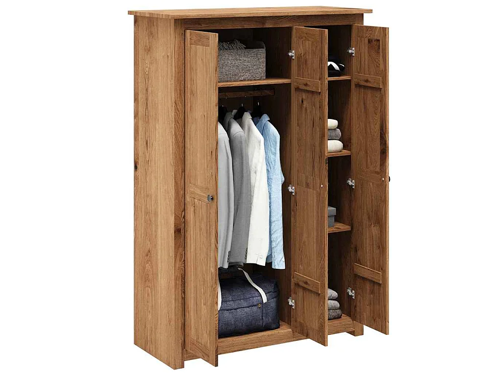 Armadio a 3 Ante 118x50x171,5cm Legno di Pino Panama Range