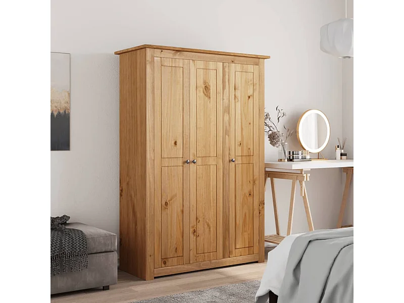 Kleiderschrank 3-Türig 118×50×171,5 cm Kiefer Panama Serie