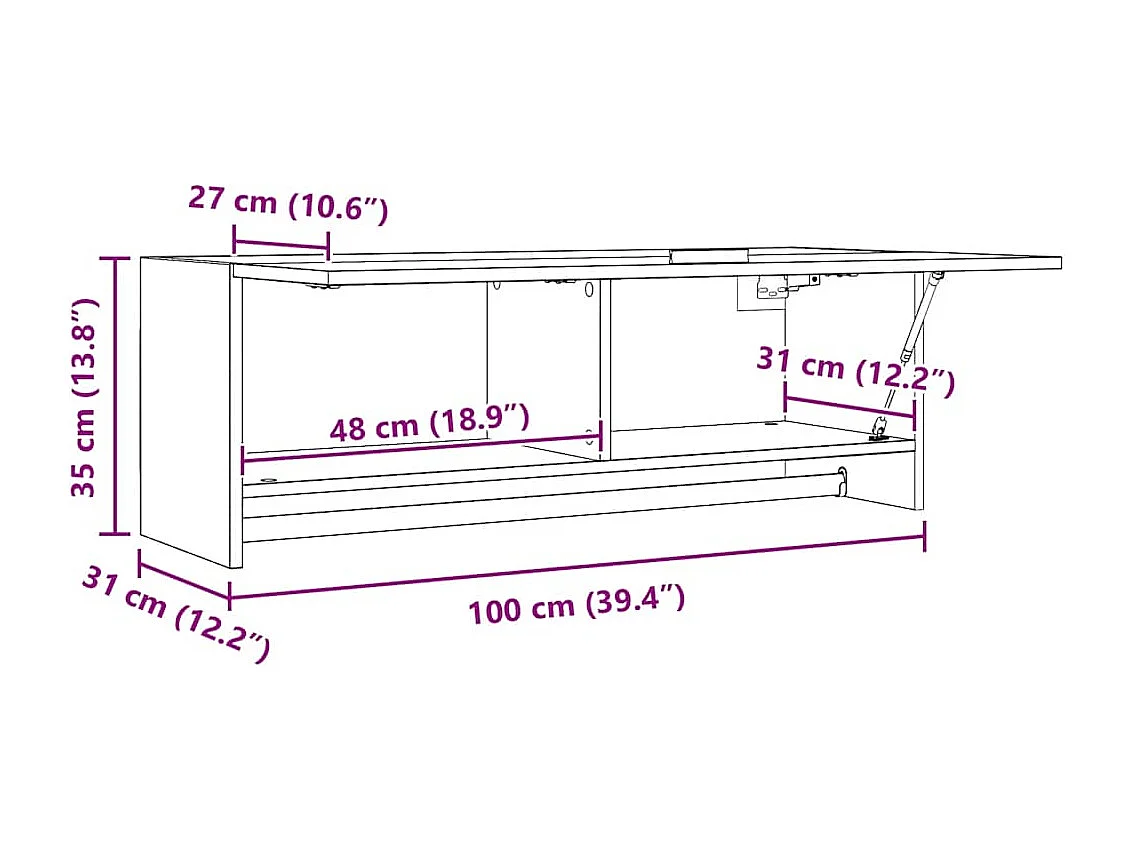 Roupeiro 100x32,5x35 cm derivados de madeira branco