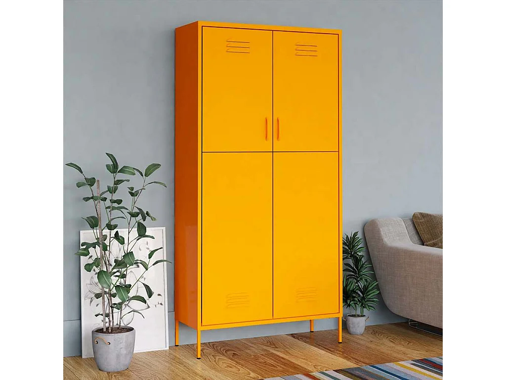 Roupeiro 90x50x180 cm aço amarelo mostarda