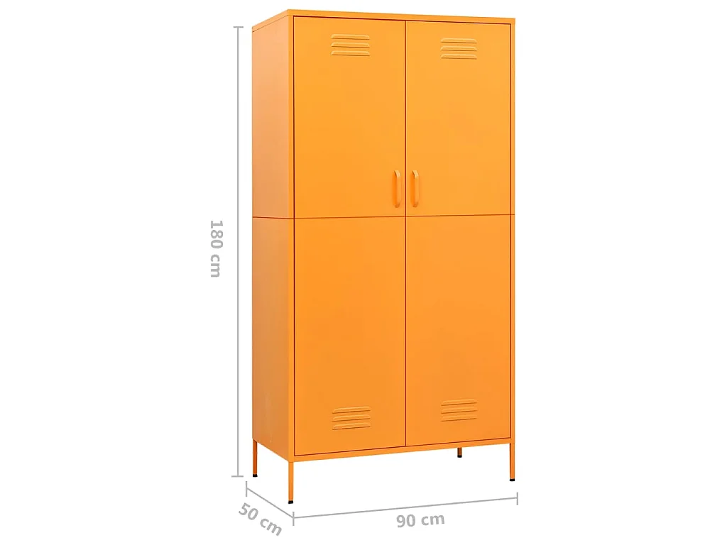 Roupeiro 90x50x180 cm aço amarelo mostarda