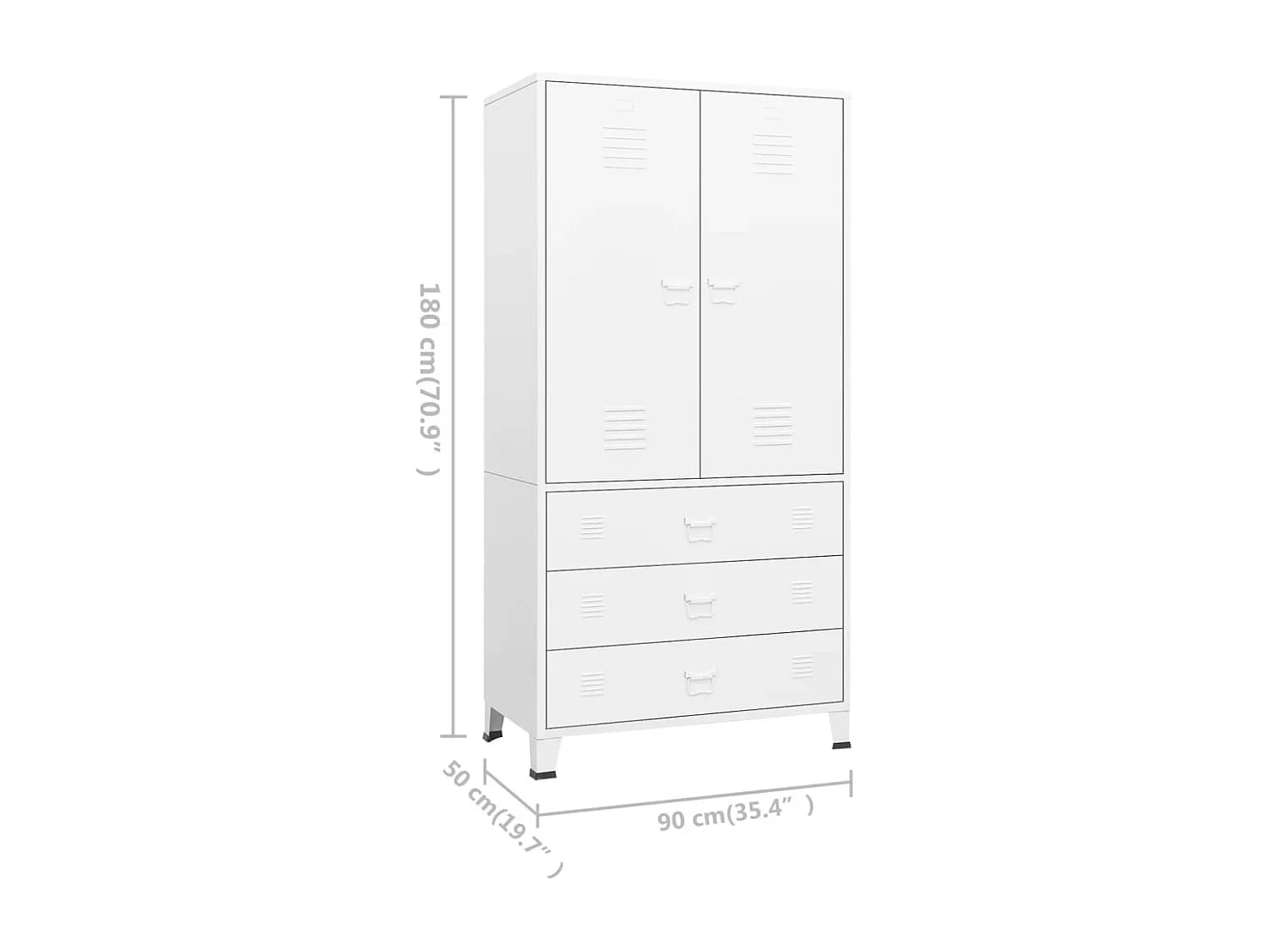 Armadio Bianco Industriale 90x50x180 cm in Metallo