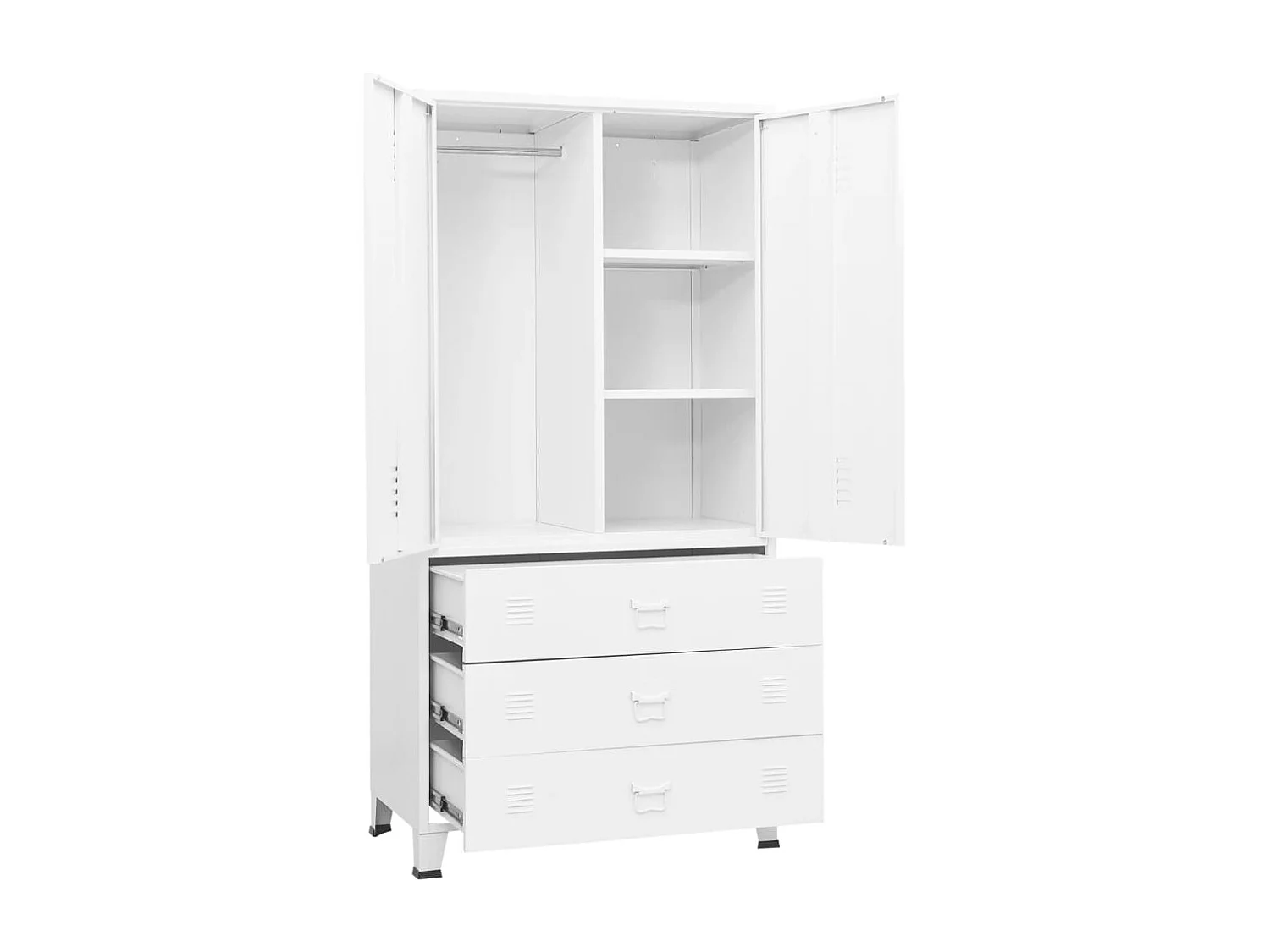 Industrial Kleiderschrank Weiß 90x50x180 cm Metall