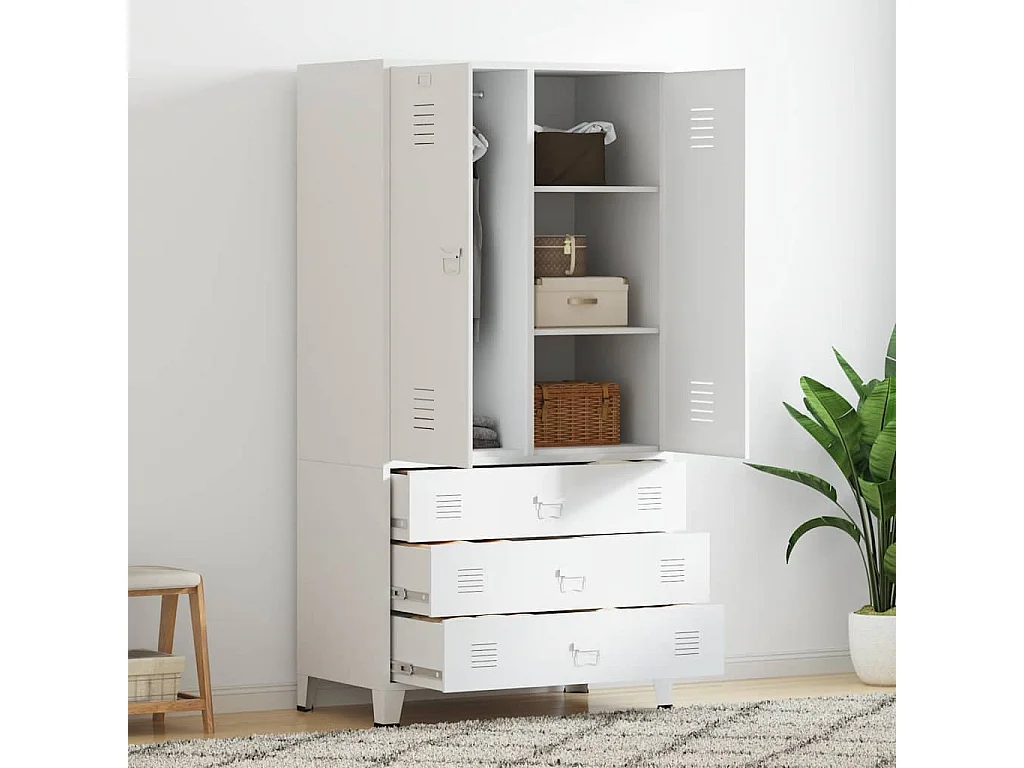 Garde-robe Blanc 90x50x180 cm Métal